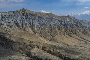 Eroded mountain landscape in the Kingdom of Mustang