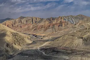 Eroded mountain landscape in the Kingdom of Mustang
