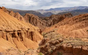 Eroded mountain landscape with sandstone cliffs