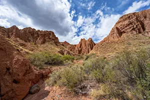 Eroded mountain landscape with sandstone cliffs