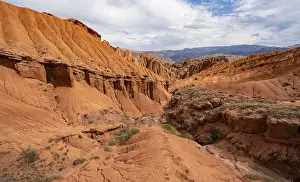 Eroded mountain landscape with sandstone cliffs