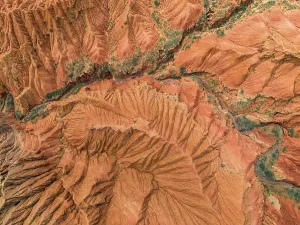 Eroded mountain landscape, top-down