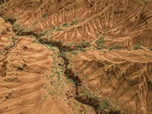 Eroded mountain landscape, top-down