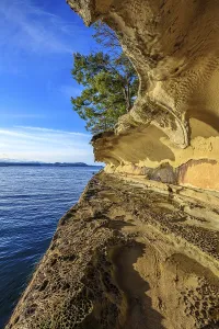 The eroded sandstone rock formation of the Malaspina Galleries on Gabriola Island
