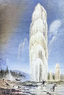 Eruption of the Giantess Geyser in Yellowstone National Park in the 1870s