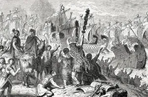 The escape of Cleopatra, Battle of Actium on 2 September 31 BC