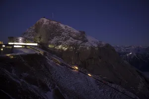 Esel mountain with Hotel Bellevue after sunset
