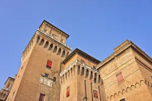 Estense medieval castle sunset view
