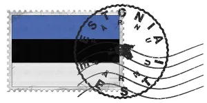 Estonia Parnu Stamp with National Flag and Postmark