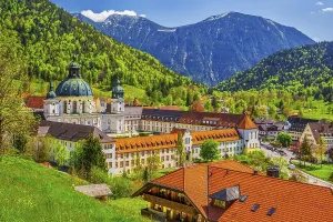 Ettal Monastery in spring, municipality of Ettal