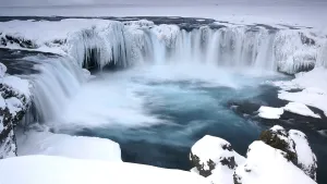 Europe, Scandinavia, Iceland, frozen Godafoss