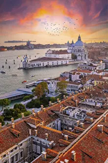 Evening atmosphere, dramatic sunset at the Grand Canal