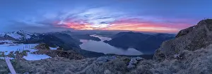Evening atmosphere on Niederbauen with a view of Lake Lucerne