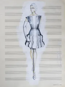Evening dress, fashion sketch, fashion design