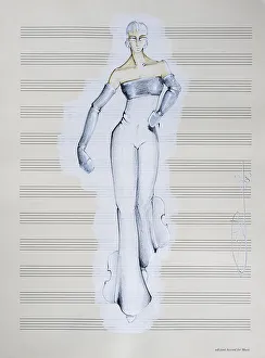 Evening dress, fashion sketch, fashion design
