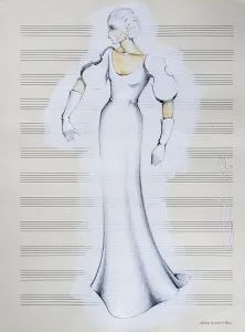 Evening dress, fashion sketch, fashion design