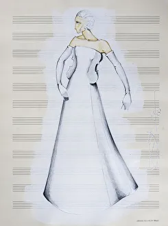 Evening dress, fashion sketch, fashion design