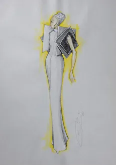 Evening dress, fashion sketch, fashion design
