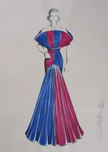 Evening dress, haute couture, fashion sketch