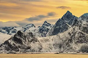 Category Mountain Landscapes Prints: Evening glow in wintry Scandinavian landscape