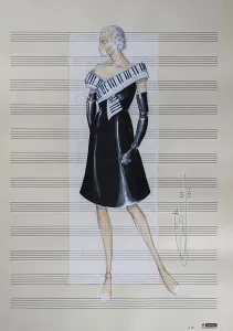 Evening gown, fashion sketch, fashion design