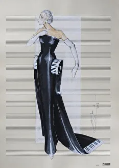 Evening gown, fashion sketch, fashion design