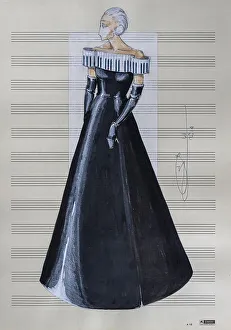 Evening gown, fashion sketch, fashion design