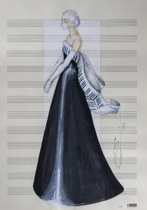 Evening gown, fashion sketch, fashion design