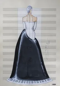 Evening gown, fashion sketch, fashion design