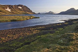 Category Mountain Landscapes Prints: Evening on a lake in a volcanic landscape