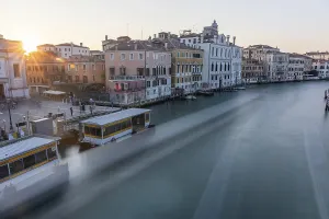 Evening light at sunset, view of the Grand Canal from the Ponte dell Accademia