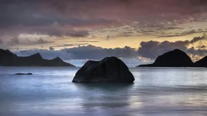 Evening mood at the beach of Haukland
