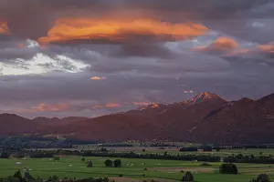 Evening mood, cloudy mood over mountain landscape