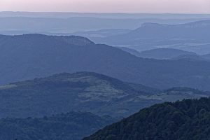 Evening mood over the mountain landscape of the Balkan Mountains