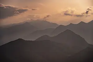 Evening mood, mountain silhouettes