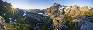 Evening mood, panorama mountains and sea