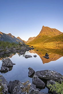 Evening mood, sunset at the lake Innerdalsvatna
