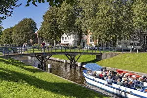 Excursion boat on a canal in Friedrichstadt