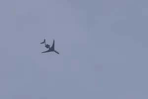 Executive business jet passenger aircraft flying