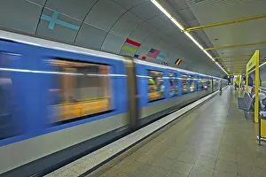 Exiting train, underground station