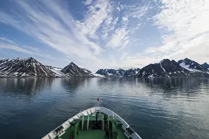 Category Scandinavia Prints: Expedition boat entering the Magdalenefjorden
