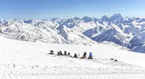 Expedition high up in the mountains