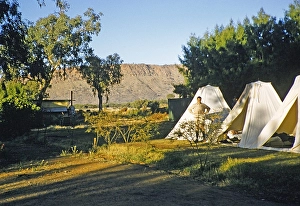 Expedition of the Melbourne Grammar School, Northern Territory, Australia 1956 Tents on the campsite of the Mount Gillen Hotel, Alice Springs