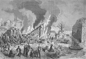 Explosion of the workshop for the manufacture of Chassepot cartridges