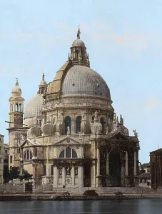 Exterior view of the church of Santa Maria della Salute in Venice