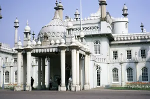 Exterior view of the Royal Pavilion, Brighton, England, photographed in 1970, architect John Nash