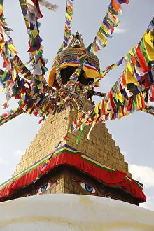 Eyes under the prayer flags, Boudhanath Stupa