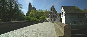 Facade and cobbled square of the famous UNESCO world heritage Speyer Cathedral