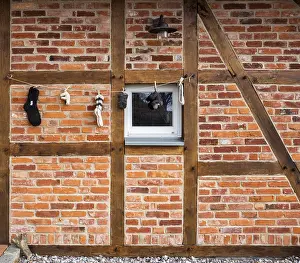 Facade of a half-timbered house on the island of Ruegen