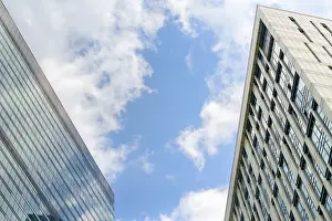 Facade of a modern skyscraper. Сonstruction industry